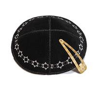 16 cm Cuero judío Negro Kipa Kippah Yarmulke Synagogue Star of David Design