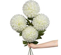 16 cm grande flor artificial hortensia con tallo largo de 65 cm, 4 flores artificiales blancas de hortensias, flores de plástico para decoración de bodas, decoración del hogar, oficina, jardín,