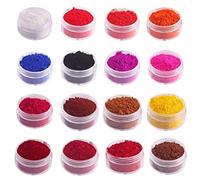 16 Colores Coloridos Brillo de Labios en Polvo, Juego de Colorante en Polvo de Mica Seguro para Labios, Material 0.04 Oz Base de Lápiz Labial Polvo de Pigmento Hecho a Mano para