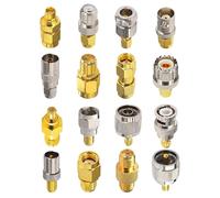 16 conectores tipo SMA, adaptadores rectos de SMA a MCX/TV/F/N/BNC/UHF/RP-SMA, níquel-oro P