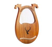 16 cuerdas de acero de caoba y afinador de cuerdas, instrumento vintage, lira con borde redondeado, juego de recogida de caoba maciza para ejercicios infantiles profesionales y bandas (protocolo)