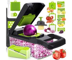 16 En 1 Cortador de Verdura, Mandolina de Cocina Profesional, Picador de Verduras Manual, Cortador de Patatas Acero Inoxidable con Separador de Huevos, Ralladores de Cocina para Cebolla,Tomates, Ajo