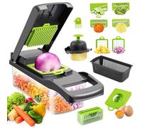 16 en 1 Cortadora de Verduras Cebolla Kit, Picador de Verduras Mandolina Cocina, Troceador de Verduras con 7 Cuchillas Lintercambiables, para Cortar Verduras, Patatas, Cebolla