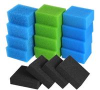 16 esponjas de filtro para tanque de peces compatibles con Juwel Compact/Bioflow 3.0 M, juego de filtros de esponja de acuario (azul grueso/fino, verde biológico, carbón activado), reducción de