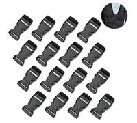 16 Hebillas de Correas de 20 mm de Ancho, de Plástico Negro para Mochilas, Clips y Sujetadores de Cinturones de Equipaje
