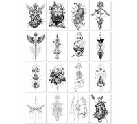 16 Hojas Pegatinas Temporales Impermeables Para Hombres Y Mujeres, Con Imágenes De Animales Y Buda, En Blanco Y Negro O A Color. 150 * 210MM A13