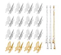 16 horquillas de mariposa, 3 borlas, horquillas de mariposa en movimiento, accesorios dorados para el cabello para mujer, accesorios para el cabello de mariposa, accesorios plateados para niña