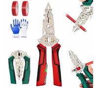 16 in 1 Wire Stripper Twister for Cutting and Pulling Wires,2026 Cable Scissors,Voltage Tester Pliers,Detectable 12-250V, Audible and Flashing LED Alarms,Foldable for Electrical Repair Home (Red)