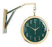 16 Inch Large Wall Clocks Double Sided, Quiet Clock Hanging Clocks, Metal Luxury Double Sided Wall Clock, Wall Mounted Watch, for Home Decor Indoor Outdoor Study Wall Decoration (Green, 46×41cm)