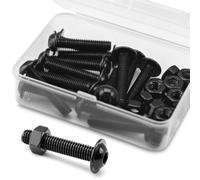 (16 Juegos) Juego de Tornillos y Tuercas Allen M6 x 30 mm, Acero Inoxidable 304 Óxido Negro, Tornillos de Cabeza Plana, Pernos de Brida, Tornillos de Brida