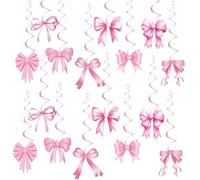 16 lazos de remolino rosa, decoración de fiesta de cumpleaños, decoración de lazos rosados, decoración perfecta para decoraciones de fiesta de cumpleaños de niñas, decoraciones de baby shower