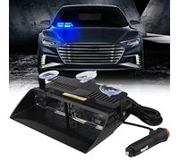 16 LED Policía Lámparas de peligro de advertencia de emergencia luces estroboscópicas para el vehículo del 12V Vehículo Vehículo SUV Interior Roof Dash Parabrisas con ventosas(azul）