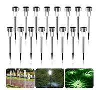 16 luces solares para jardín, lámpara solar de jardín de acero inoxidable, resistente al agua, lámpara solar para jardín, luz decorativa para exteriores, carreteras, luces de seguridad, jardín, patio,