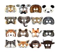 16 máscaras de animales salvajes, temáticas de fiesta, máscara de papel de animales de la selva, fiesta de cumpleaños de la selva, artículos decorativos, regalos para niños, juego de rol