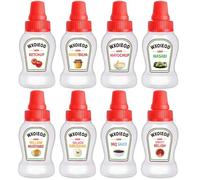 16 mini botellas exprimibles de condimentos de 1.4 onzas con tapas, botella de ketchup para lonchup, botella pequeña para salsas, aderezo de ensalada, miel, mostaza, aceite, líquidos, botellas de