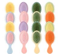 16 mini cepillos de pelo para niños y niñas, cepillo de pelo húmedo para viajes, mini cepillo de pelo para desenredar cerdas suaves, multicolor