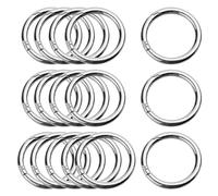 16 mosquetones redondos, 40 mm, aleación de zinc, anillo de mosquetón redondo, anillo grande de resorte, anillo en O para llavero, bolso, bolso, manualidades, plata