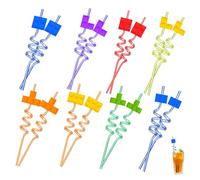 16 pajitas, bloques de construcción, decoración de cumpleaños para Lego, pajitas divertidas para niños, pajitas reutilizables de colores, lazo para beber de plástico, accesorios de fiesta, decoración