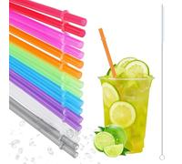 16 pajitas de plástico reutilizables, coloridas pajitas de plástico con cepillos de limpieza, pajitas de vaso largo de 10.5 pulgadas para vaso de 40/30/24 oz y vasos