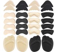 16 pares de almohadillas de talón para zapatos de mujer, relleno de zapatos para zapatos demasiado grandes para mujeres con inserciones de dedos, inserciones de dedos para un ajuste demasiado grande