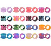 16 pares de dilatadores de oreja de silicona, flexibles, delgados, dilatadores de doble acampanado, aretes de calibre, 7/8" (22mm), Silicona