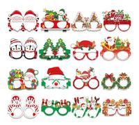 16 PCS Accesorios para Fotos de Navidad Gafas - Gafas Divertidas para Fiestas Navideñas con Santa, Reno, Muñeco de Nieve para Accesorios de Fiesta Navideña