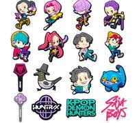 16 PCS Adornos Para Zapatos De PVC, Charms Para Zuecos Y Zapatos Con Orificios, Accesorios Fáciles De Colocar, Estilo K pop, Regalo Cumpleaños, Set Con Diseño Demon Hunters Para Personalizar Calzado