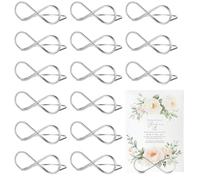 16 Pcs Soporte Tarjetas Mesa Boda Metal, Porta Tarjetas en Forma de 8 Plateados, Porta Clips de Soportes para Números de Mesa, Clips Marcasitios Boda, Soporte para Números de Mesa Fotos de Mesa