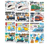 16 pegatinas de tren, pegatinas faciales DIY para crear hojas de pegatinas interactivas reutilizables para niños, fiestas de cumpleaños, suministros favoritos