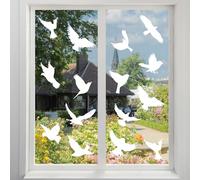16 pegatinas de ventana con silueta de pájaro, pegatinas de PVC anticolisión con forma de pájaro para evitar que los pájaros choquen con el cristal (blanca)