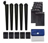 16 Piezas 120mm Cono Pop Set, Antiolor, Resistente al Agua Guarda Cigarrillos Grande con Tapa de Clip, Bolsa Desodorante Precintada y Reutilizables Ceniceros de Bolsillo para fumador (negro)