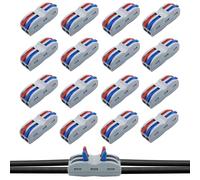 16 Piezas 2 Entradas Conector Eléctrico Rápido De Alambre, Terminales De Conexión,Wago 2 Entradas,Domino Eléctrico,Conector Eléctrico,1-2-Entradas Para Circuito En Línea 28-12 Awg, Pa/Pc Incombustible