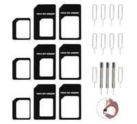 16 Piezas 4 en 1 Adaptador Tarjeta SIM con Extractor de Tarjeta SIM Set, Nano a Micro, Nano a Standard, Micro a Standard Adaptadores, Expulsor SIM y Herramienta de Extracción para Teléfonos Móviles