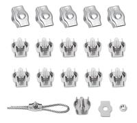 16 Piezas Abrazadera de cable de alambre M2,M2 Abrazadera de Cable de Acero Inoxidable 304, Abrazadera de Cable de Cable Clip Símplex para La Fijación de Cables de Acero y Cables