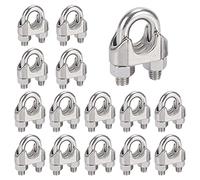 16 Piezas Abrazaderas de Cuerda de Cable M6,Clip de Cuerda de Alambre Inoxidable 304 Perno en U Sujeta Cables de Acero Wire Rope Clips,para Cable de Acero 6mm,Cuerda