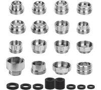 16 Piezas Adaptadores Universales para Grifo de Latón, Con Rosca Macho Hembra y 32 Juntas, Conector de Aireador de Grifo para Fregadero Cocina, Manguera de Jardín y Filtro de Agua