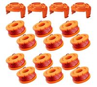 16 Piezas Bobina de Repuesto de Desbrozadora Compatibles con Worx Desbrozadora Electrica, Bobina de Recambio para Desbrozadoras 1,65 mm de Diámetro y 3 m de Largo (12 Hilo para Desbrozadora +4 Tapas)