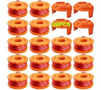 16 Piezas Bobina Hilo Line Compatible con Worx Desbrozadora,1,65 mm de Diámetro y 3 m de Longitud,Contiene 16 Piezas Bobina de Recambio y 4 Piezas Tapas de Recambio
