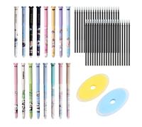 16 Piezas Bolígrafos Gel Borrables con 20 Recambios y 2 Gomas, 0.5mm Bolígrafo Borrable para Oficina, Escuela y Estudiantes, Diseño de Animales Kawaii