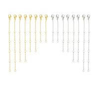 16 Piezas Cadena de Extensión Set, 5/10/15/20 cm Extensor de Cadena para la Fabricación de Joyas, Cadena Extensor de Collar para Mujeres Hombres Joyería Collar Pulsera Tobillera(Oro, Plata)