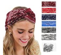 16 Piezas Cinta de Cabeza de Algodón al Estilo Bohemio, 24cm Elástico Turbantes Flor Impresión y Mini Caucho Cinturón de Pelo, Diademas de Pelo Vintage Turbante Mujer Cabeza para Deporte Yoga