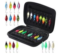 16 Piezas Cucharas de Pesca,Cucharillas de Trucha Set,con Caja Cebo de Trucha de Cucharada de Trucha,Adecuado para Pescar truchas y lubinas