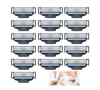 16 Piezas Cuchillas de Afeitar, Turbo Cuchilla Recambio Cuchilla para Hombre de 3 Cuchilla con Doble Tira de Lubricación Men Shaver Blade Duraderas y Ajuste Perfecto para Padre Novio Diario