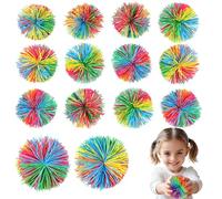 16 Piezas de Bola de Antiestrés, Arcoiris Suave Bolas Multicolor, Pelotas de Goma para Descompresión, Pelotas Suaves Sensoriales de Vellón Arco Iris para Niños y Adultos