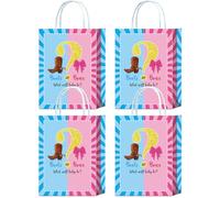 16 piezas de botas o lazos What Will Baby Be Gender Reveal Party Favors Bags,He or She Blue or Pink Gender Reveal Goodie Gift Snacks Treat Candy Party Favors Bags Decor