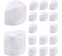 16 piezas de gorro de cocinero desechable Gorro de cocinero ajustable de 9 pulgadas,adecuado para familias,restaurantes,fiestas