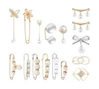 16 Piezas De Imperdibles, Broches De Cuello, Alfileres De Cintura, Alfileres De Perlas Para Ropa, Broches Decorativos Para Suéteres