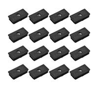 16 piezas de insertos negros para tubos rectangulares con rosca M8, arandelas protectoras, para silla, mesa, muebles (20 x 40 mm)