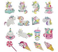 16 piezas de pintura con diamantes para niños, pegatinas de diamantes 5D DIY, juego de pegatinas de pintura con diamantes de unicornio, para niñas y niños, juguetes, Navidad, regalos de cumpleaños