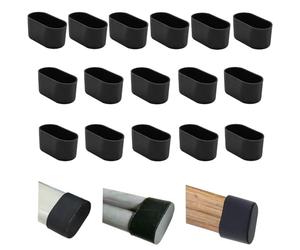 16 piezas de protectores de patas de silla ovalados de 20x40 mm de silicona, tapas de patas de silla negras, protectores de patas de muebles, tapas de patas de taburete para evitar rayones en suelos